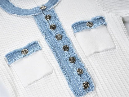 LumeLace™ Knit Denim Dress — Command Every Gaze with Effortless, Unstoppable Confidence