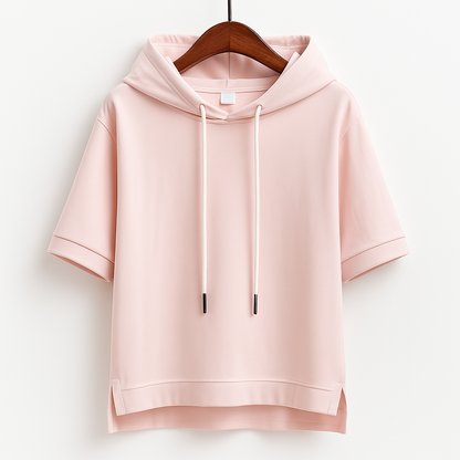 Fintan — Lightweight Short-Sleeve Cotton Blend Hoodie with Adjustable Hood