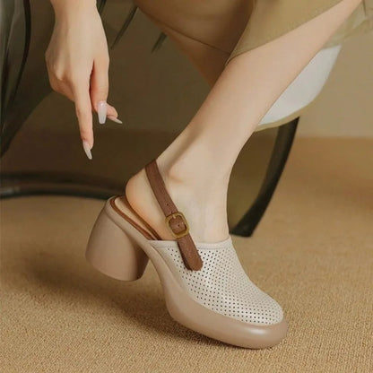 Liora — Breathable Hollow-Out Platform Sandals with Curved Heel