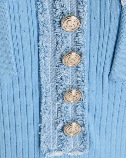 LumeLace™ Knit Denim Dress — Command Every Gaze with Effortless, Unstoppable Confidence