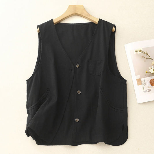Soren Vest — Lightweight Cotton Linen Vest with Spacious Pockets