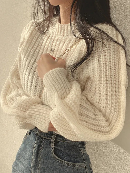 Liora — Vintage Lantern Sleeve Sweater with Loose Fit for Women