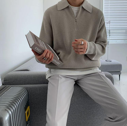 Norla — Knitted Half-Zip Sweater with Adjustable Collar