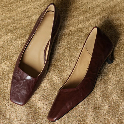 Alaris — Genuine Leather Kitten Heel Pumps with Cushioned Insole