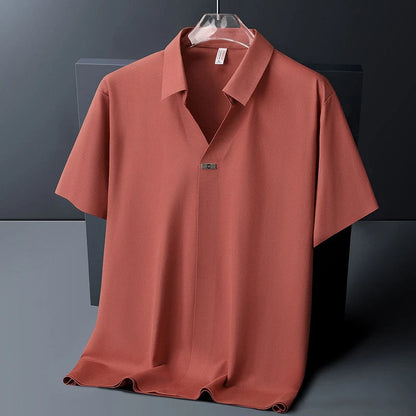 Virello — Men’s Lightweight Ice Silk Shirt with Open Collar