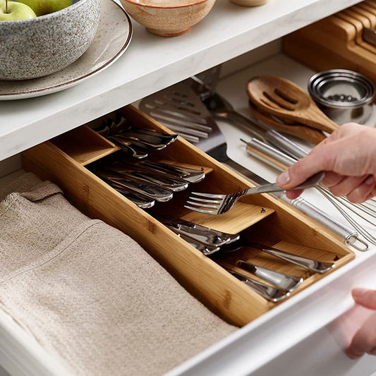 Bamboo Cutlery Organizer™ — Transform Messy Drawers into Calm, Clutter-Free Kitchens