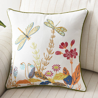 Liora — Embroidered Butterfly Cushion Cover in Cotton-Linen Blend
