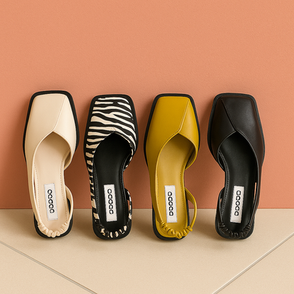 Renleya — Sculptural Slingback Flats with Eco Leather Upper