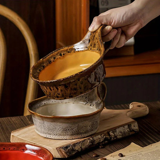 Lioren — Handcrafted Rustic Ceramic Oatmeal Bowl with Glazed Finish