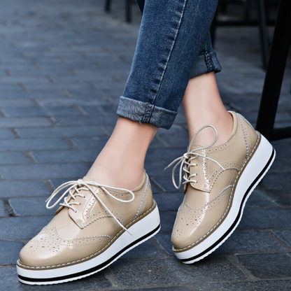 Avalen Platform Oxfords — Glossy Patent Leather Shoes with Chunky Sole