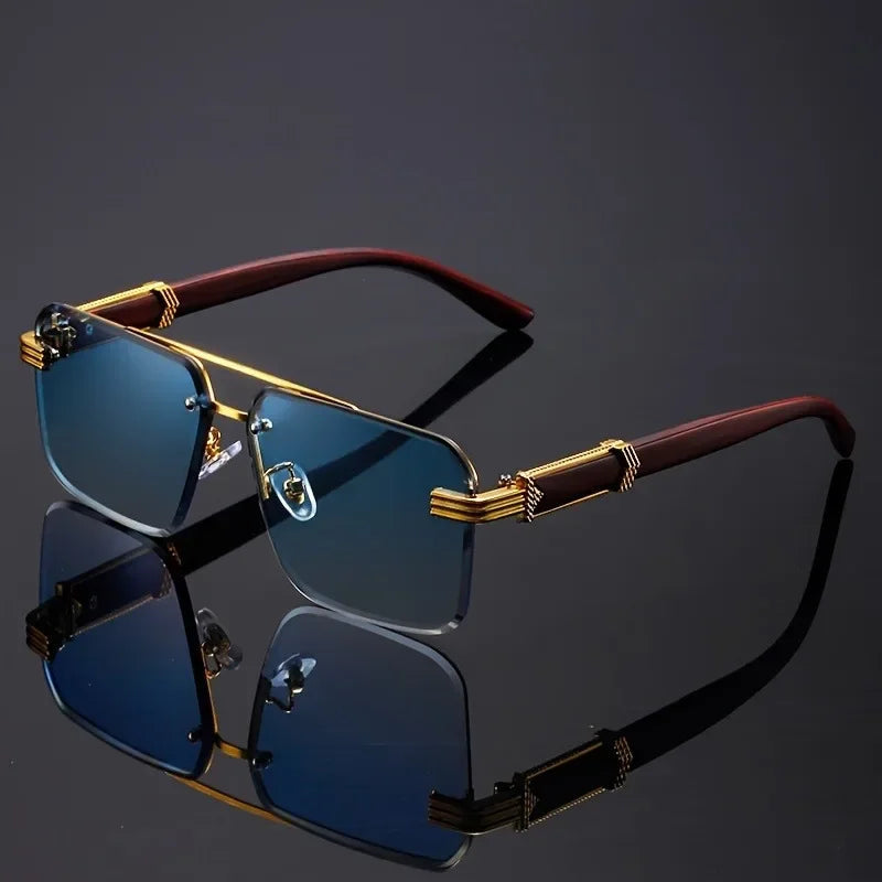 Veyden — Rimless Gold-Accent Sunglasses with UV400 Protection