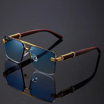 Veyden — Rimless Gold-Accent Sunglasses with UV400 Protection