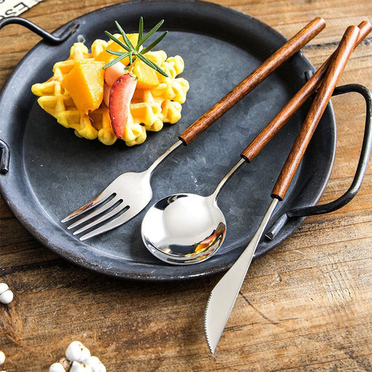 Arlonis — Rosewood Handle Flatware Set with Stainless Steel Durability