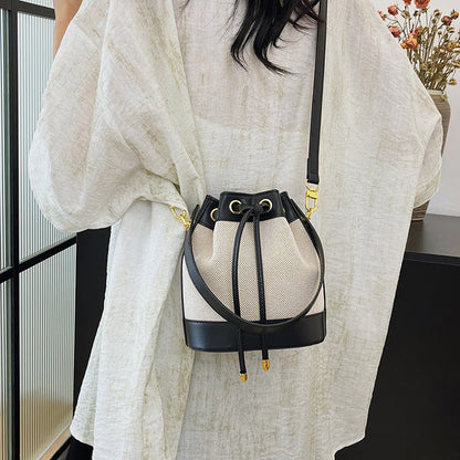 Oslen Canvas Bucket Bag — Lightweight Vegan Leather Trim Tote