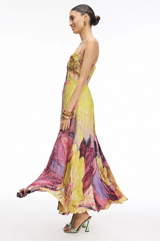 Zentara Multicolored Ikat Print Maxi Dress