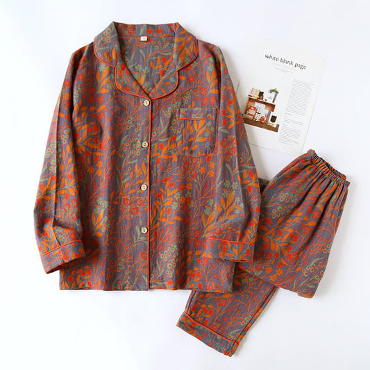 Liora — Floral Jacquard Cotton Loungewear Set with Lightweight Comfort