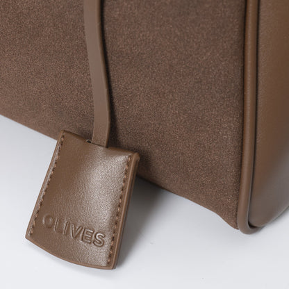 Liora Tote — Faux Suede Shoulder Bag with Turn Lock Closure