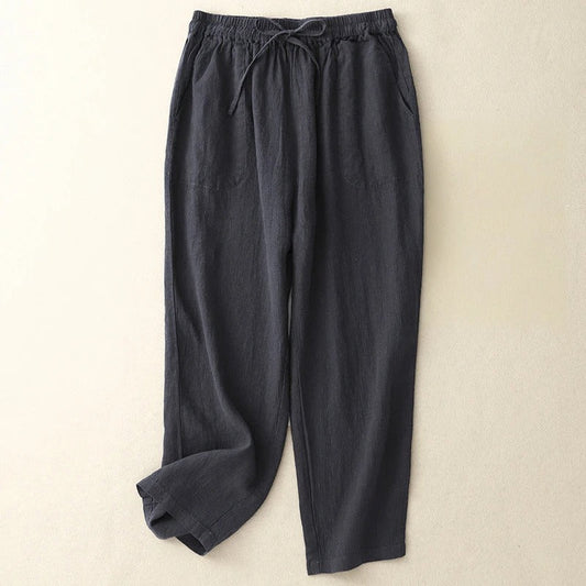 Elowen Linen Pants — Lightweight Breathable Pants with Adjustable Waist