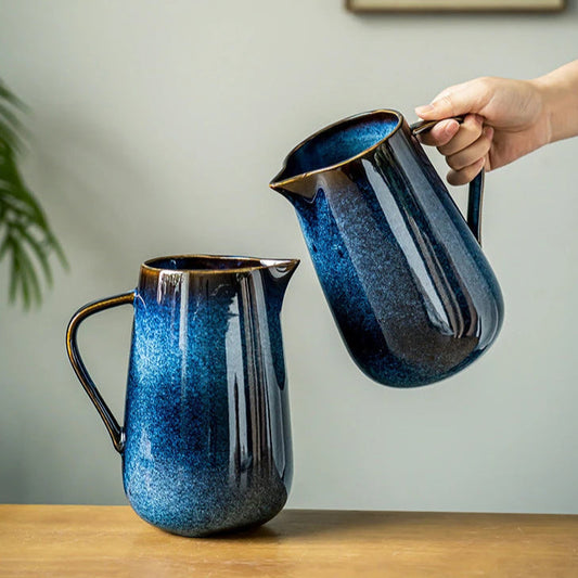 Calderin — Blue Ceramic Pitcher with Kiln-Fired Durable Glaze