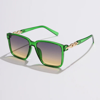 Selan — Oversized Square Sunglasses with Gold Chain-Link Arms