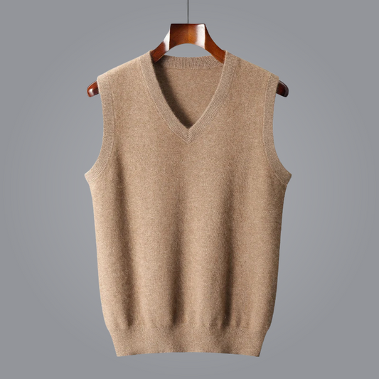 Lioren — Pure Cashmere V-Neck Vest with Tailored Fit