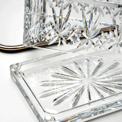 Valen — Faceted Acrylic Tissue Box with Crystal Detailing