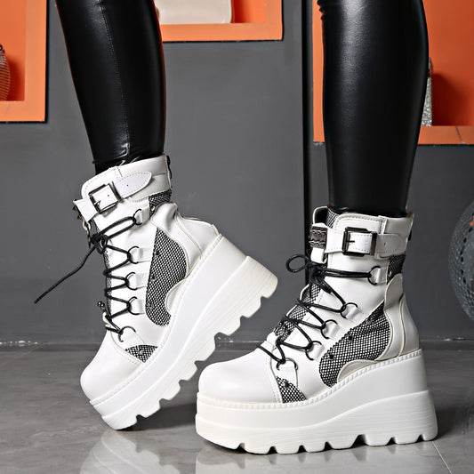 Liora — Gothic Platform Boots with Chunky Sole and Buckle Accents