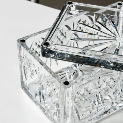 Valen — Faceted Acrylic Tissue Box with Crystal Detailing