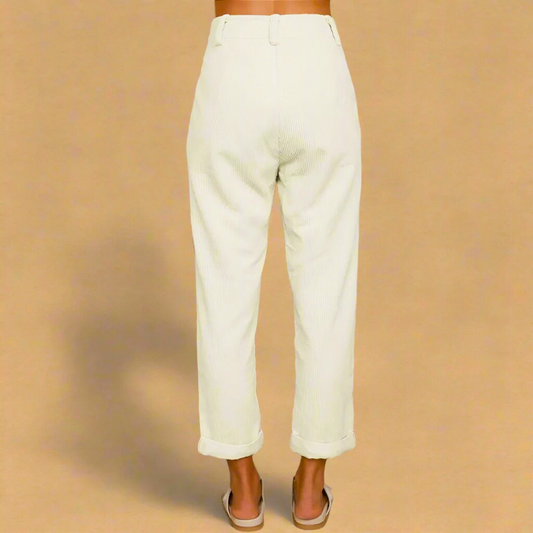 Lioren High Waist Corduroy Pants — Women’s Ankle-Length Comfort Fit