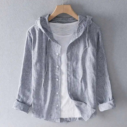 Kairo Linen Hoodie — Lightweight Breathable Button-Up with Hood