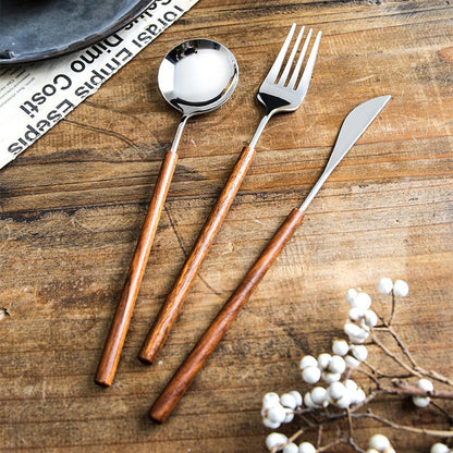 Arlonis — Rosewood Handle Flatware Set with Stainless Steel Durability