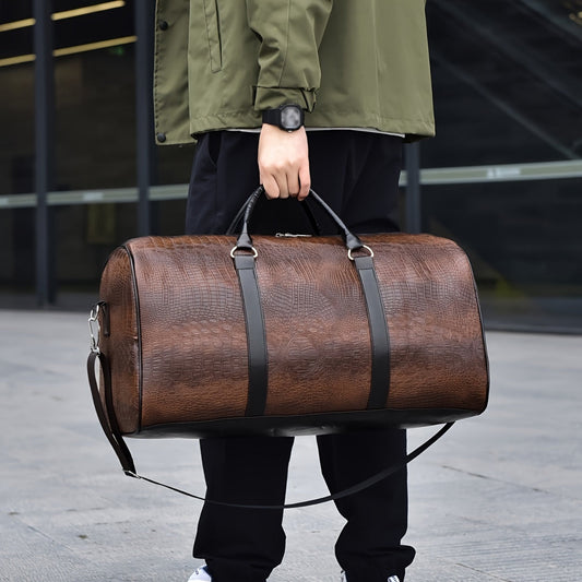 Soren Duffle — Croc-Embossed Vegan Leather Travel Bag with Durable Design