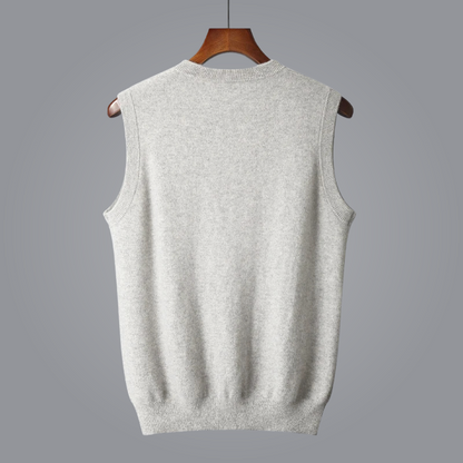 Lioren — Pure Cashmere V-Neck Vest with Tailored Fit