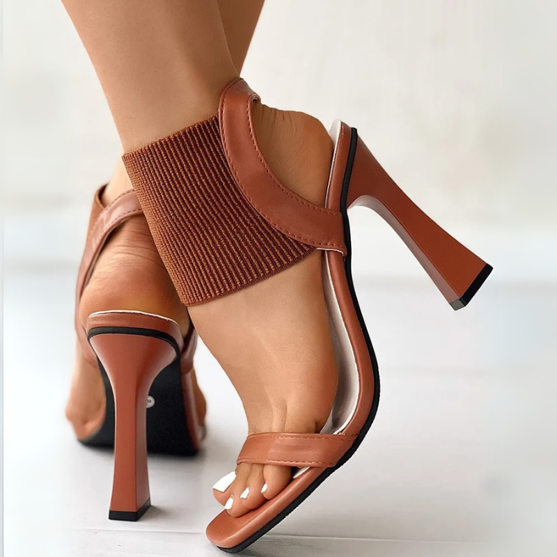 Arlenia Heeled Sandals — Comfortable Block Heel with Elastic Strap