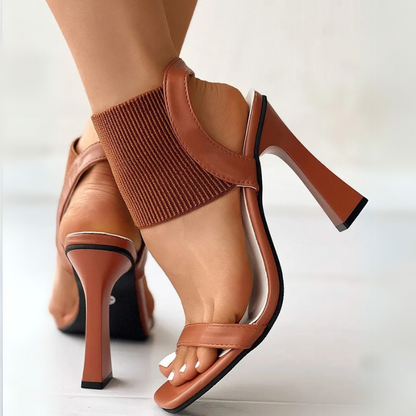Arlenia Heeled Sandals — Comfortable Block Heel with Elastic Strap