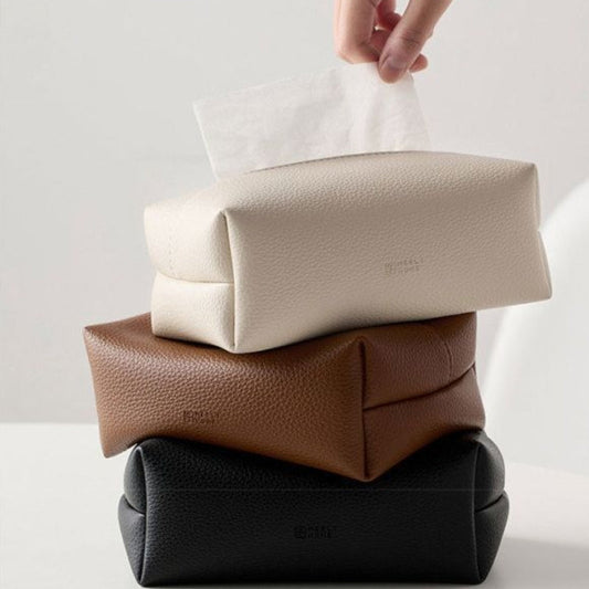 Larkon — Pebbled Faux Leather Tissue Holder with Minimalist Design