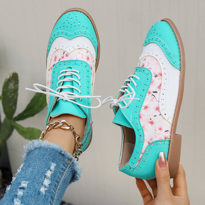 Renly Pastela — Pastel Brogue Oxfords with Floral Accents