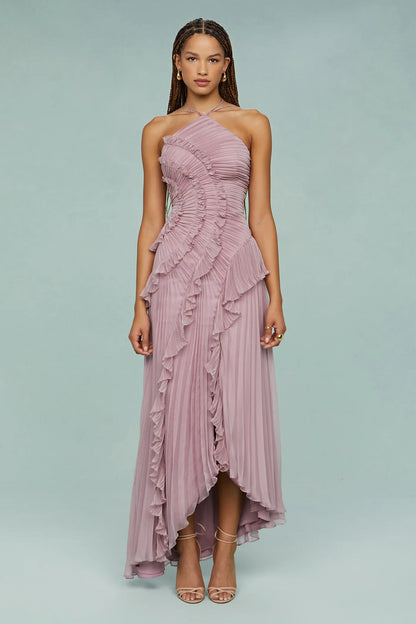 Zurvix – Sculpted pleats – One-shoulder midi dress