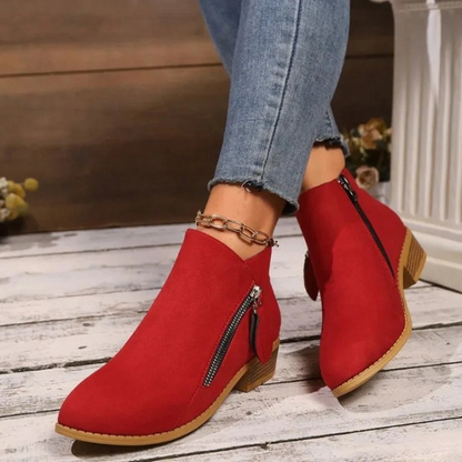 Elara Slip-On Ankle Boots — Durable Comfortable Shoes with Side Zipper