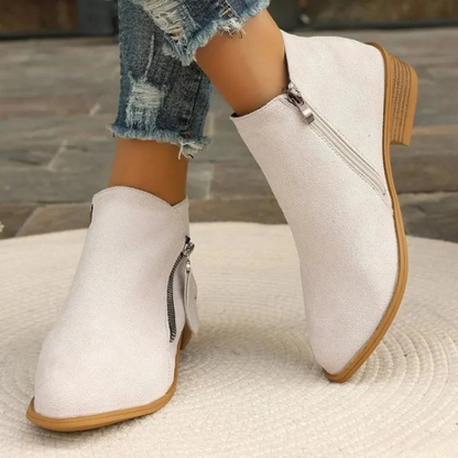 Elara Slip-On Ankle Boots — Durable Comfortable Shoes with Side Zipper