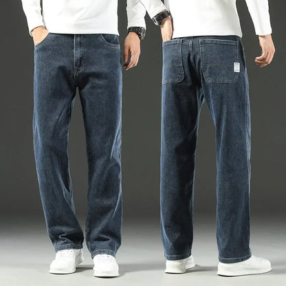 Levaro — Men's Relaxed Straight-Leg Vintage Wash Jeans