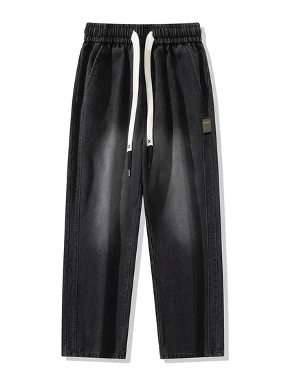 Emryn Wide-Leg Denim Pants — Relaxed Fit with Adjustable Drawstring Waist