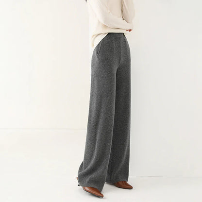 Liora — Merino Wool Wide-Leg Pants with High Waist and Pockets