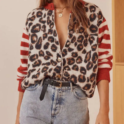 Tavira — Leopard Print Knit Cardigan with Relaxed Fit