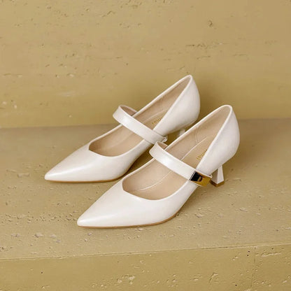 Lorien — Genuine Leather Mary Jane Heels with Kitten Heel and Cushioned Insole