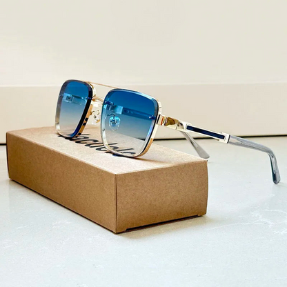 Asleris — Gold Titanium Retro Sunglasses with UV400 Protection