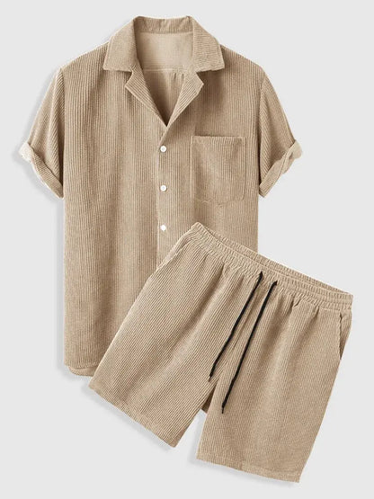 Avenlea — Ribbed Velvet Corduroy Shirt and Shorts Set