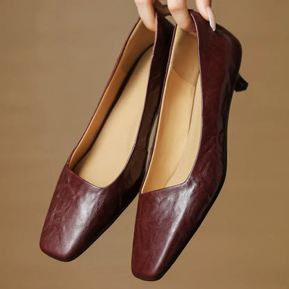 Alaris — Genuine Leather Kitten Heel Pumps with Cushioned Insole