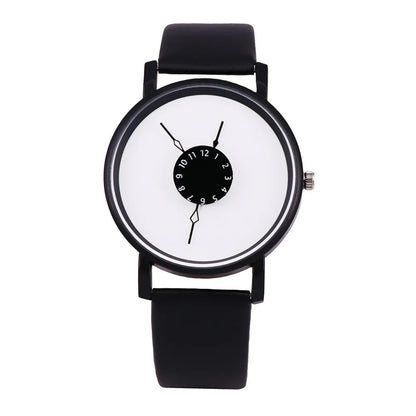 Lumenor — Modern Minimalist Leather Strap Watch with Dual-Dial Face
