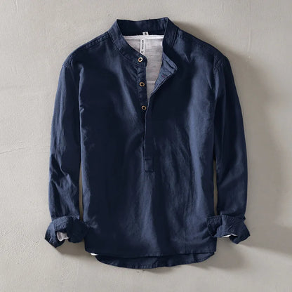 Renlo — Lightweight Linen Shirt with Mandarin Collar for Comfort